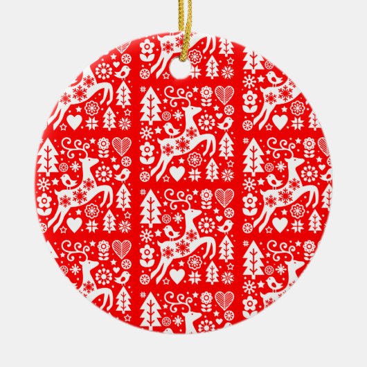 北欧伝統的のクリスマス セラミックオーナメント (正面)