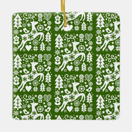 北欧伝統的のクリスマス セラミックオーナメント (正面)
