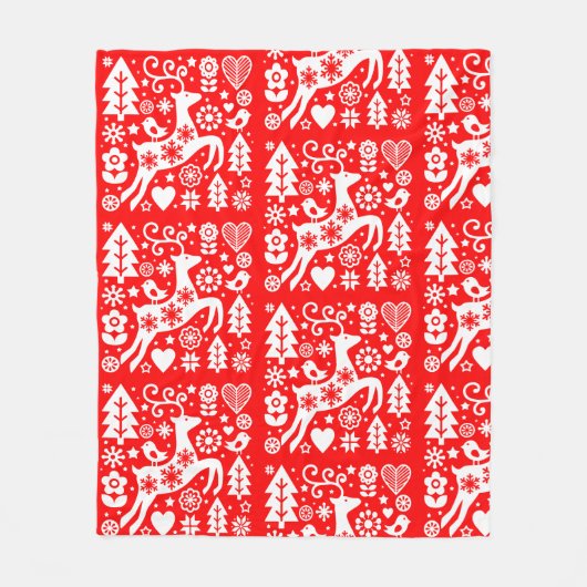 北欧伝統的のクリスマス フリースブランケット (正面)