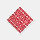 北欧伝統的クリスマスのセーター赤い模様 スタンダードカクテルナプキン (角)