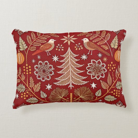 北欧刺繍装飾用クッションカバー白糸 アクセントクッション (正面)