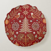 北欧刺繍装飾用クッションカバー白糸 ラウンドクッション (裏面)