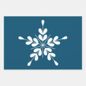 北欧北欧のクリスマススター白い青 ラッピングペーパーシート (正面3)