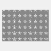 北欧北欧のクリスマススター白灰色 ラッピングペーパーシート (正面)