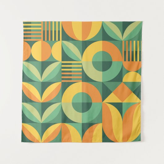 北欧幾何学ヴィンテージ農業 タペストリー (正面)