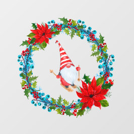 北欧格言スキーアインザクリスマスビニールリース ウィンドウサイン