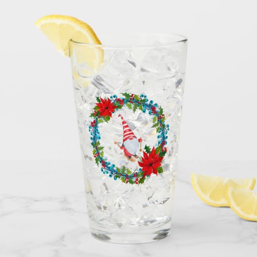 北欧格言スキーヤーインアザ・クリスマスリース タンブラーグラス (アイス正面)