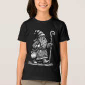 北欧格言ホワイトプリントキッズブラックTシャツ トライブレンドTシャツ (正面)