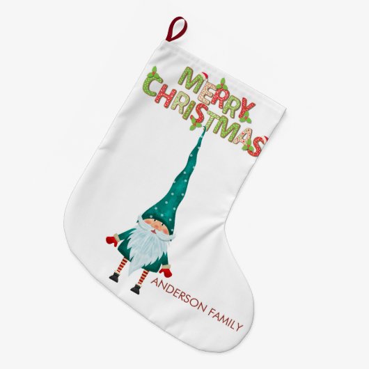 北欧格言メリークリスマス ラージクリスマスストッキング (正面 (吊り時))