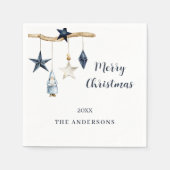 北欧格言星ホワイトブルークリスマスパーティー スタンダードカクテルナプキン (正面)