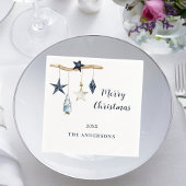 北欧格言星ホワイトブルークリスマスパーティー スタンダードカクテルナプキン