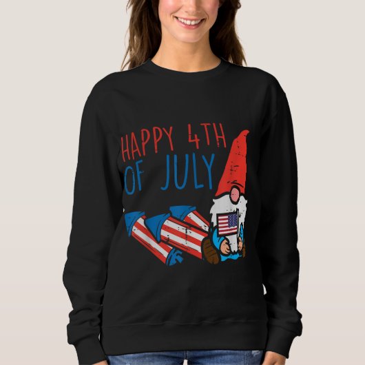 北欧格言米国国旗Happy 4Th Of July Garden Patr スウェットシャツ (正面)