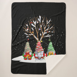 北欧格言3人とそのクリスマスツリー シェルパブランケット