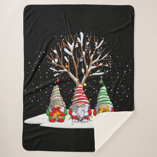 北欧格言3人とそのクリスマスツリー シェルパブランケット (正面)