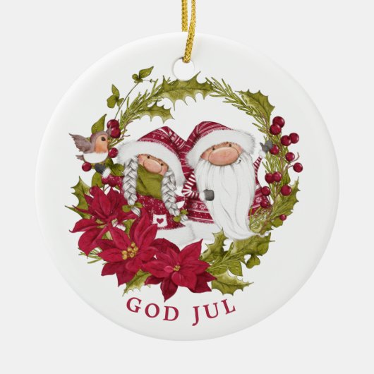 北欧格言 | God Jule |ノルウェーのクリスマス セラミックオーナメント (正面)