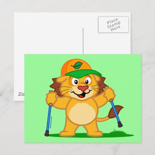 北欧歩くライオン ポストカード (正面/裏面)