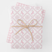 北欧水玉模様プレイドベビーピンククリスマス ラッピングペーパーシート (インサイチュ)