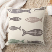 北欧海岸風の魚柄枕 クッション (ブランケット)