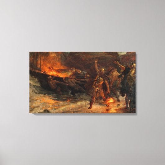 『北欧海賊の葬儀』(フランク・ディックスィー画) キャンバスプリント (正面)