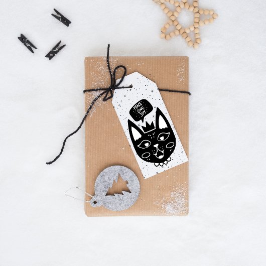 北欧猫ことわざ平和、愛、喜び ギフトタグ