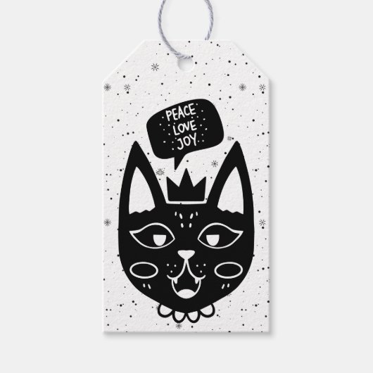 北欧猫ことわざ平和、愛、喜び ギフトタグ (正面)