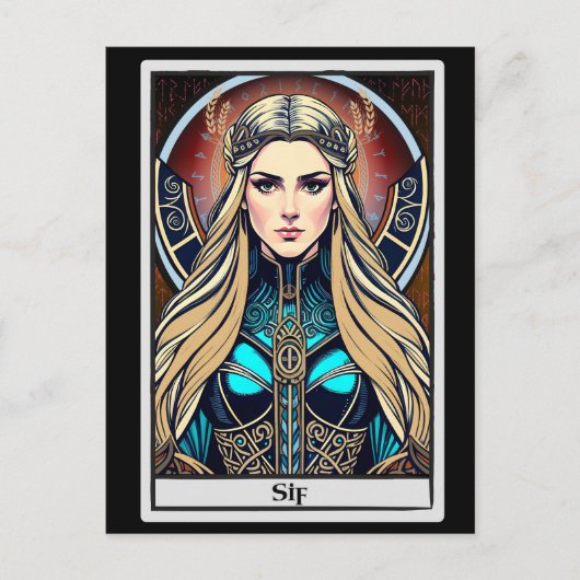 北欧神話の女神シフアートハガキ ポストカード (正面)