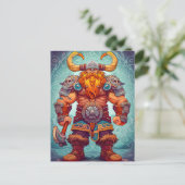 北欧神話の漫画スタイルのバイキング戦士 ポストカード (スタンド正面)