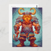 北欧神話の漫画スタイルのバイキング戦士 ポストカード (正面/裏面)