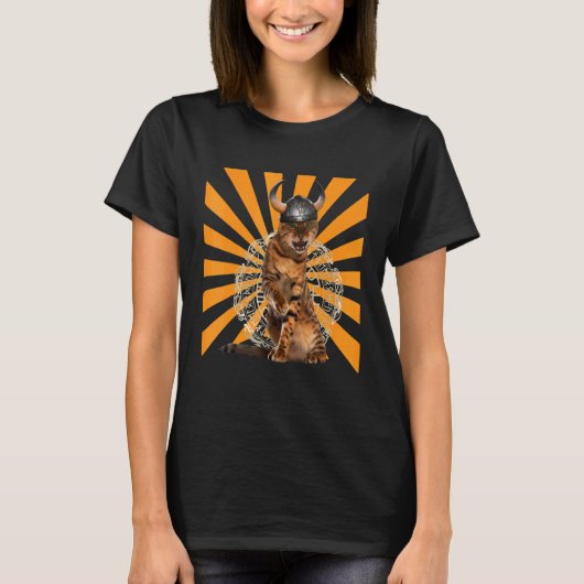 北欧神話キャットルーンバイキング Tシャツ (正面)