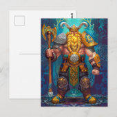 北欧神話コミックの斧を持つバイキング戦士 ポストカード (正面/裏面)