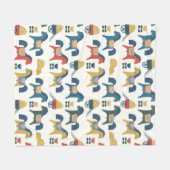 北欧美術インスパイアの馬柄。 フリースブランケット (正面(横))