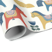 北欧美術インスパイアの馬柄。  ラッピングペーパー (ロールコーナー)