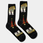 北欧芸術的クリスマスツリーズゴールデンベアースター ソックス (右)