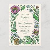 北欧芸術的フォークフローラボーイベビーシャワー ポストカード (正面)