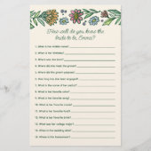 北欧芸術的フローラブライダルシャワーゲーム 便箋 (正面)