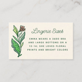 北欧芸術的ブライダルシャワーランジェリーサイズ エンクロージャーカード