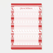 北欧赤と白トインデアプリントパーソナライズされた ポストイット (正面)