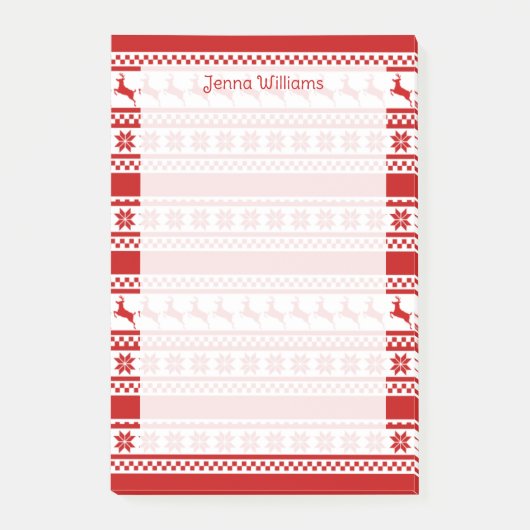 北欧赤と白トインデアプリントパーソナライズされた ポストイット (正面)