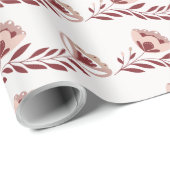 北欧赤と白フローラ ラッピングペーパー (ロールコーナー)