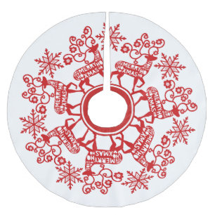 北欧赤トナカイと雪片クリスマス ブラッシュドポリエステルツリースカート