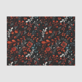 北欧赤白青フローラ水彩 薄葉紙