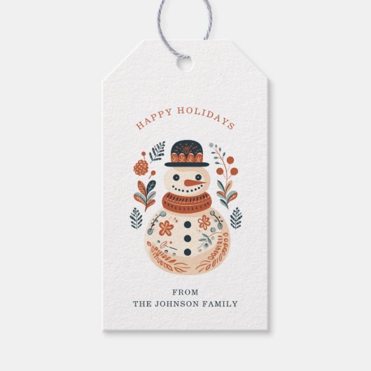 北欧雪だるまギフトラベル ギフトタグ (正面)