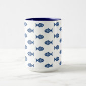 北欧青い魚の柄 マグカップ (中央)