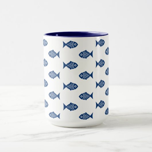 北欧青い魚の柄 マグカップ (中央)