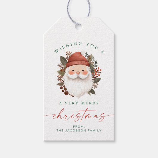 北欧風サンタの顔 クリスマス ホリデー ギフトタグ (正面)