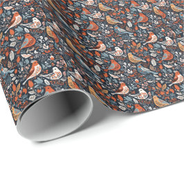 北欧鮮やかフローラ及び鳥柄 ラッピングペーパー