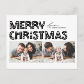 北欧2枚のフォトクリスマス（黒） シーズンポストカード (正面)