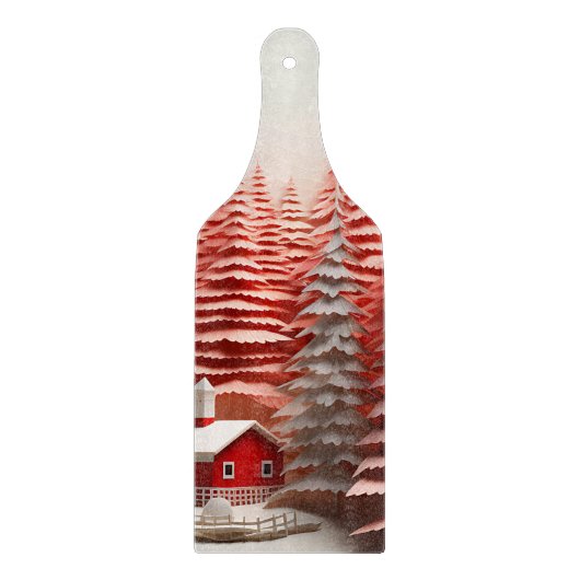 北欧3D冬の風景 カッティングボード (正面)