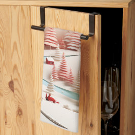 北欧3D冬の風景 キッチンタオル