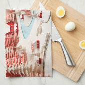 北欧3D冬の風景 キッチンタオル (四つ折り)